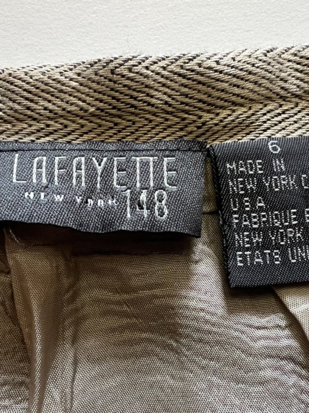 Lafayette 148 Vintage Linen Skirt Suit | 90s Minimalist Herringbone - Picture 7 of 10